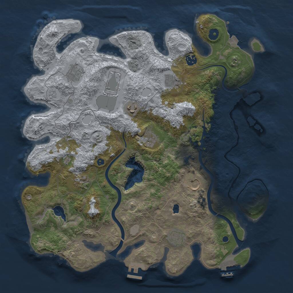 Rust Map: Procedural Map, Size: 4000, Seed: 297941079, 16 Monuments