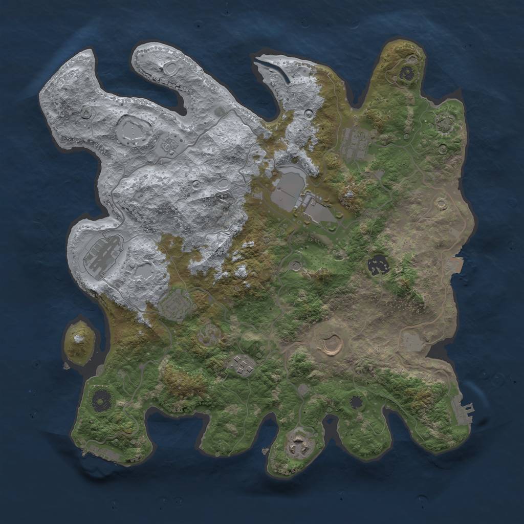 Rust Map: Procedural Map, Size: 3700, Seed: 1215751457, 16 Monuments