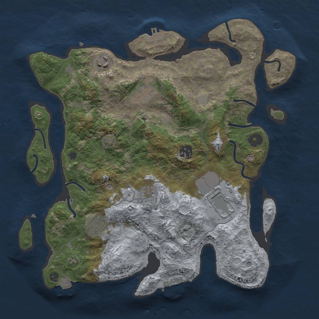 Rust Map: Procedural Map, Size: 3500, Seed: 8987480, 14 Monuments