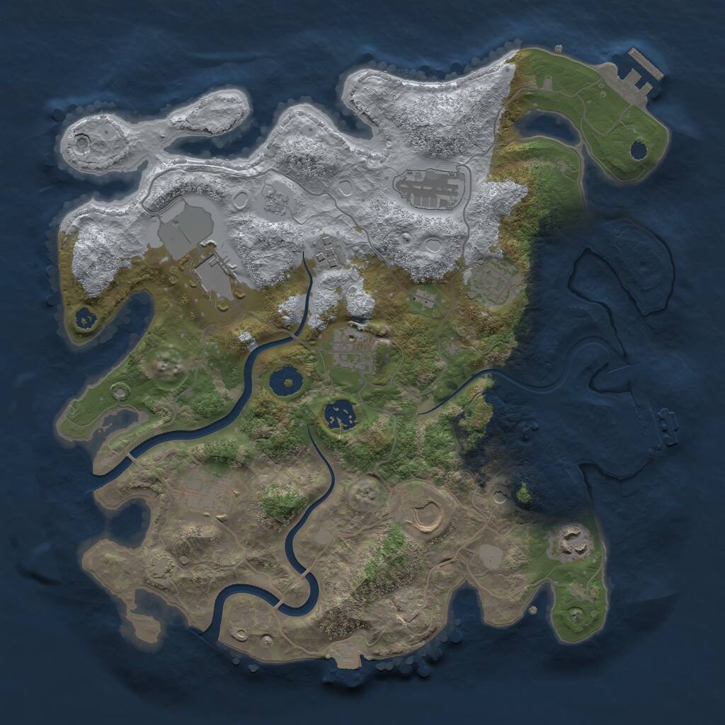 Rust Map: Procedural Map, Size: 3500, Seed: 1019469198, 15 Monuments