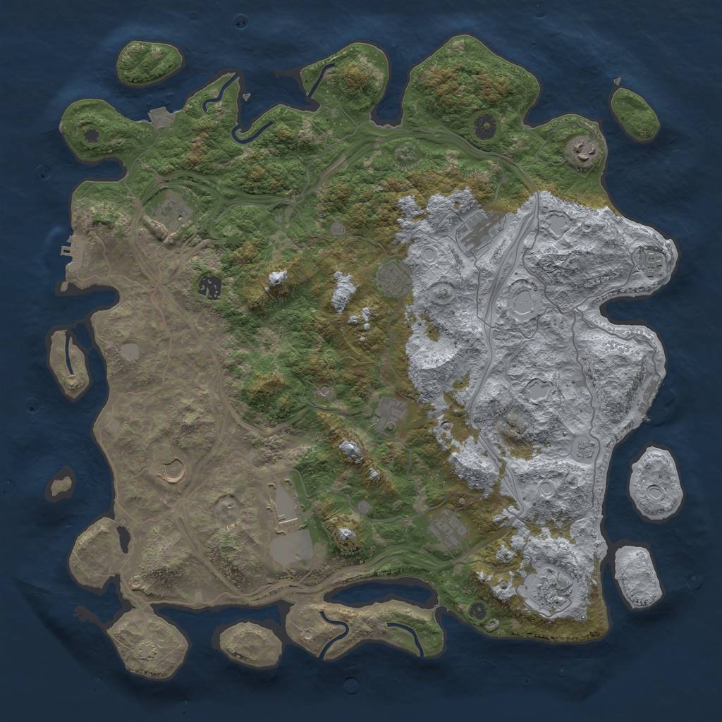 Rust Map: Procedural Map, Size: 4500, Seed: 1465, 19 Monuments