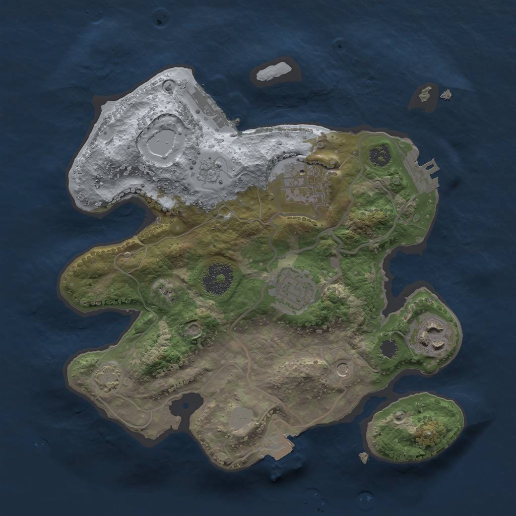 Rust Map: Procedural Map, Size: 2500, Seed: 74416, 11 Monuments