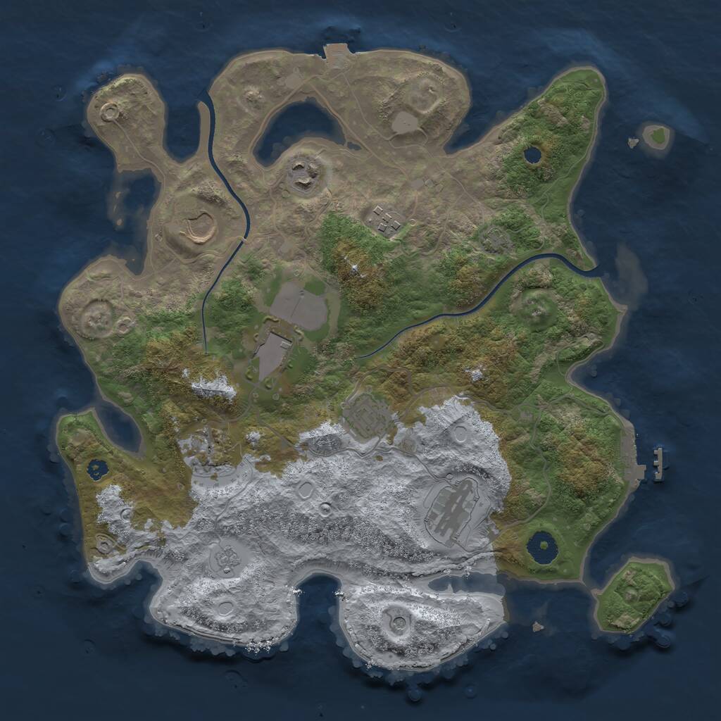 Rust Map: Procedural Map, Size: 3500, Seed: 1687942175, 12 Monuments