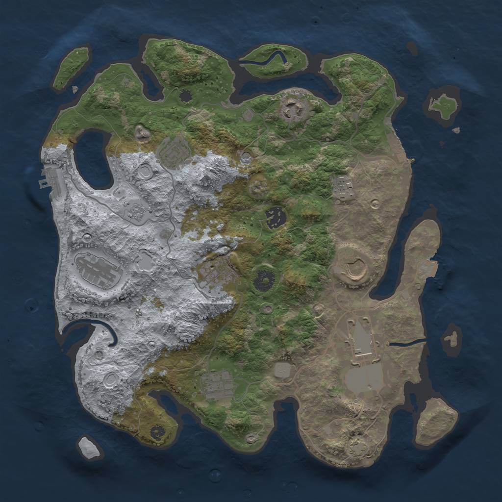 Rust Map: Procedural Map, Size: 3500, Seed: 1553675960, 17 Monuments