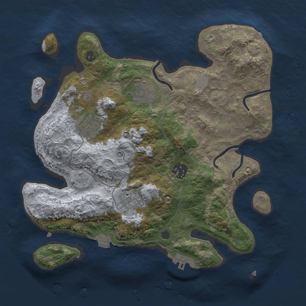 Rust Map: Procedural Map, Size: 3000, Seed: 1261683717, 11 Monuments