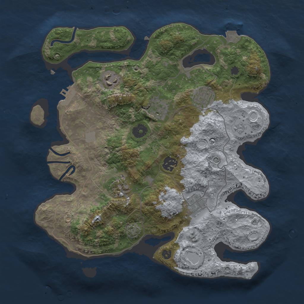 Rust Map: Procedural Map, Size: 3200, Seed: 2461503, 13 Monuments