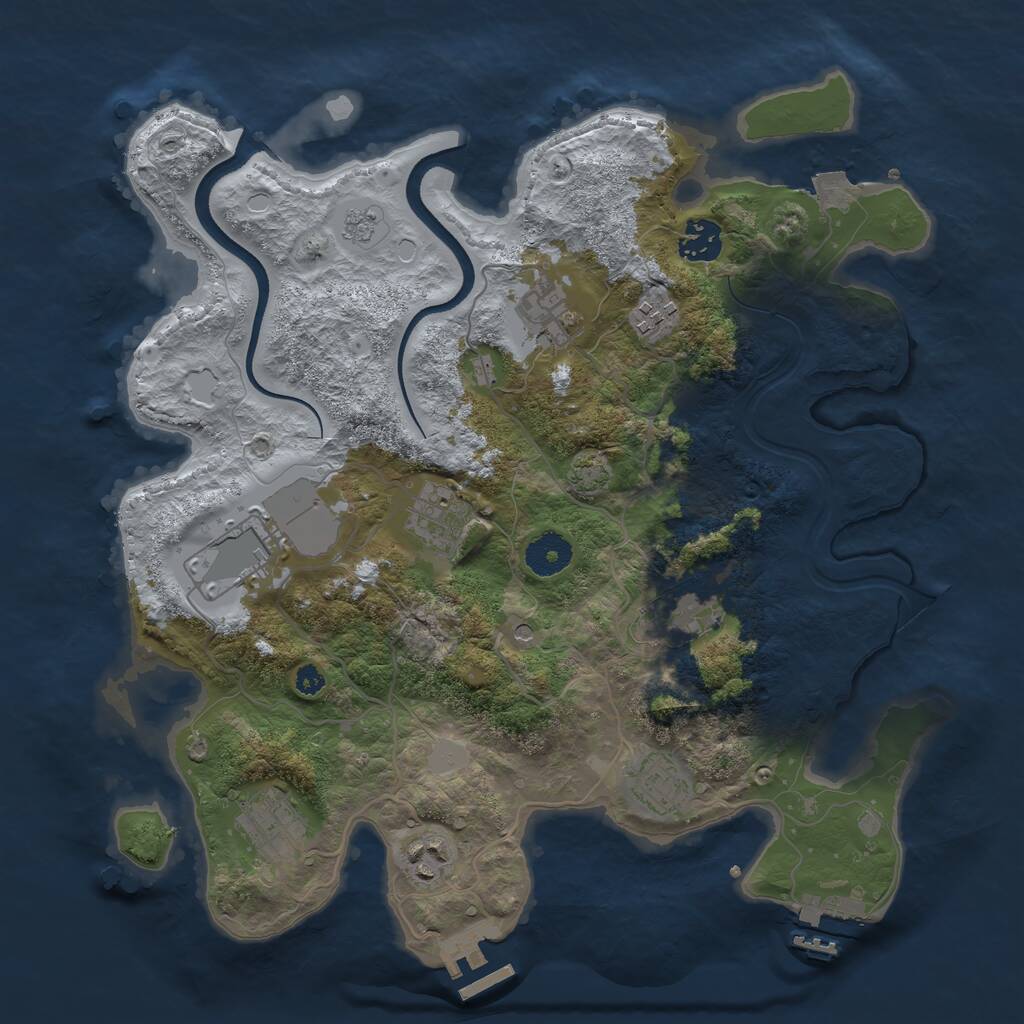 Rust Map: Procedural Map, Size: 3500, Seed: 696116158, 15 Monuments