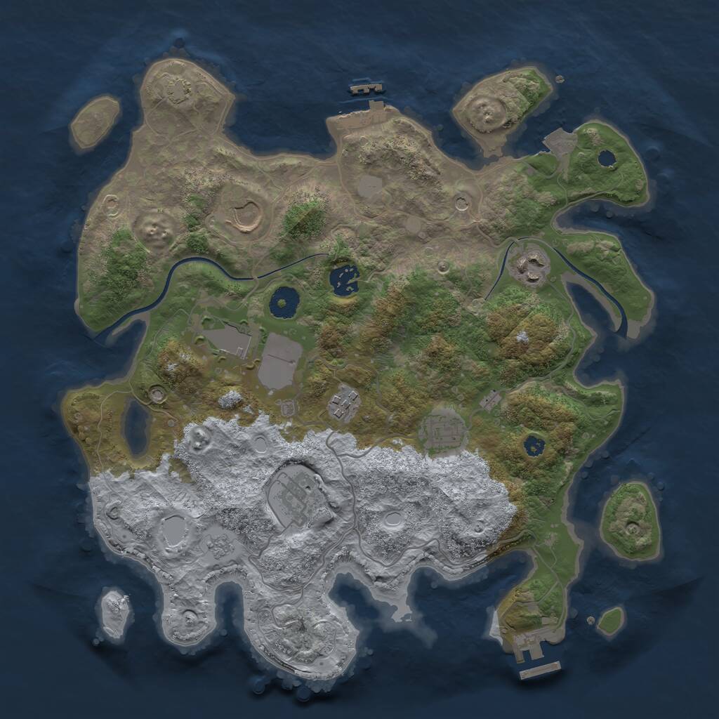 Rust Map: Procedural Map, Size: 3500, Seed: 106755491, 13 Monuments