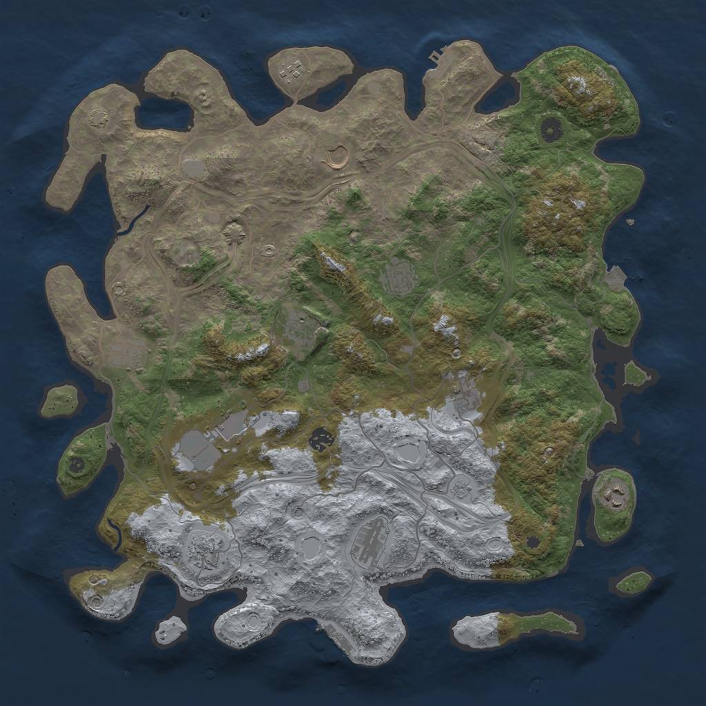 Rust Map: Procedural Map, Size: 4500, Seed: 1312043160, 19 Monuments