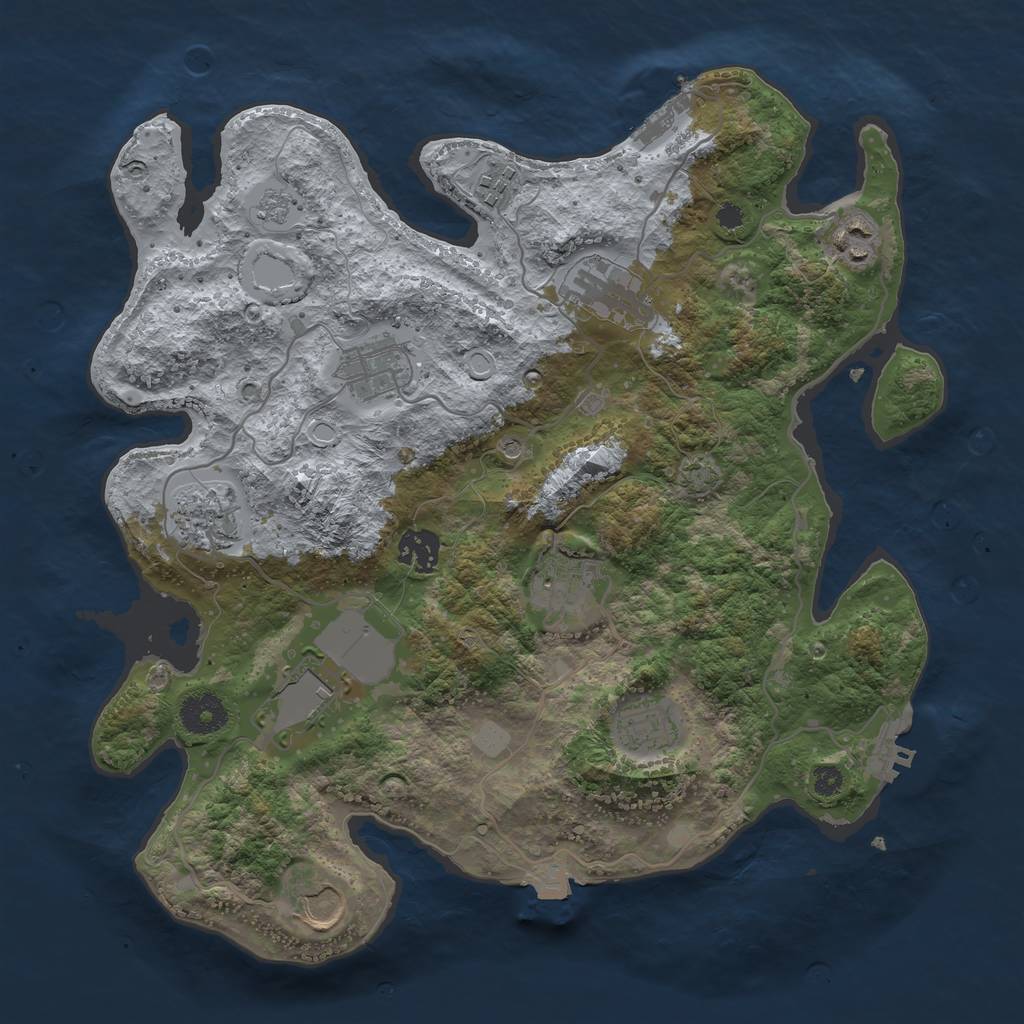 Rust Map: Procedural Map, Size: 3500, Seed: 838825787, 18 Monuments