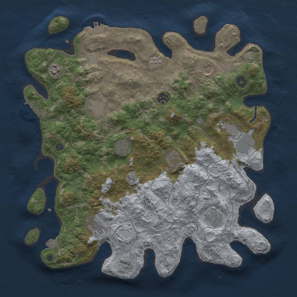 Rust Map: Procedural Map, Size: 4000, Seed: 16698, 18 Monuments