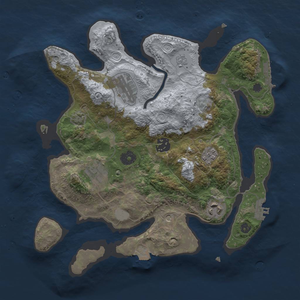 Rust Map: Procedural Map, Size: 3000, Seed: 3572, 13 Monuments