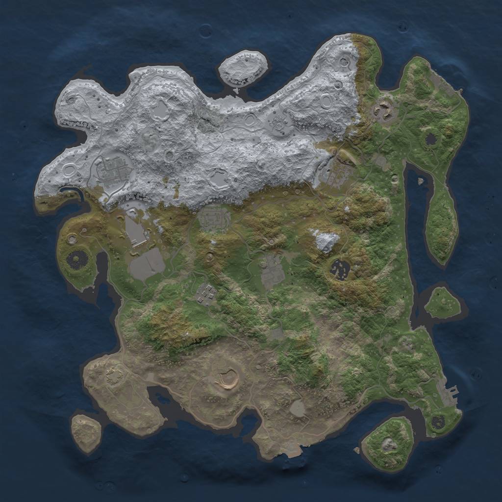 Rust Map: Procedural Map, Size: 3750, Seed: 9493259, 17 Monuments