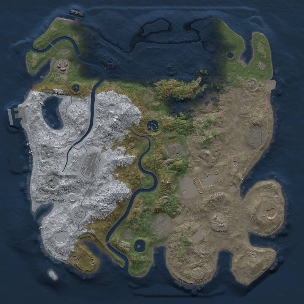 Rust Map: Procedural Map, Size: 3800, Seed: 1553675960, 16 Monuments
