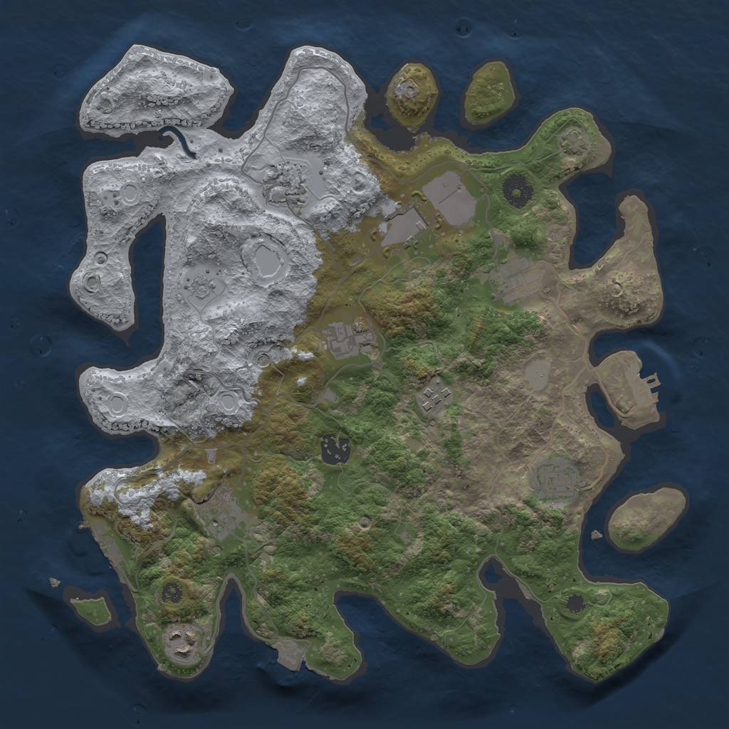 Rust Map: Procedural Map, Size: 3500, Seed: 466110933, 17 Monuments