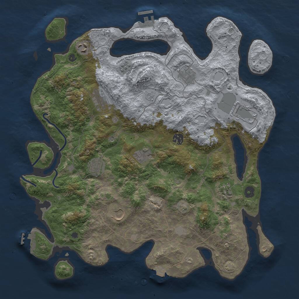 Rust Map: Procedural Map, Size: 4000, Seed: 115975602, 16 Monuments