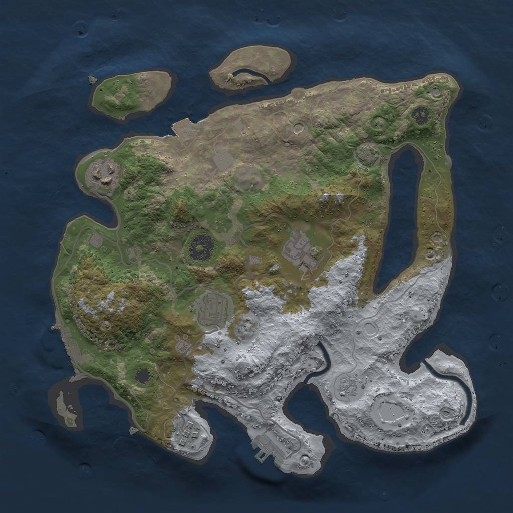Rust Map: Procedural Map, Size: 3000, Seed: 279518, 12 Monuments