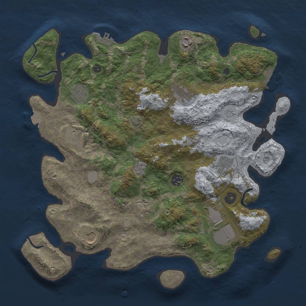 Rust Map: Procedural Map, Size: 3800, Seed: 31423670, 18 Monuments