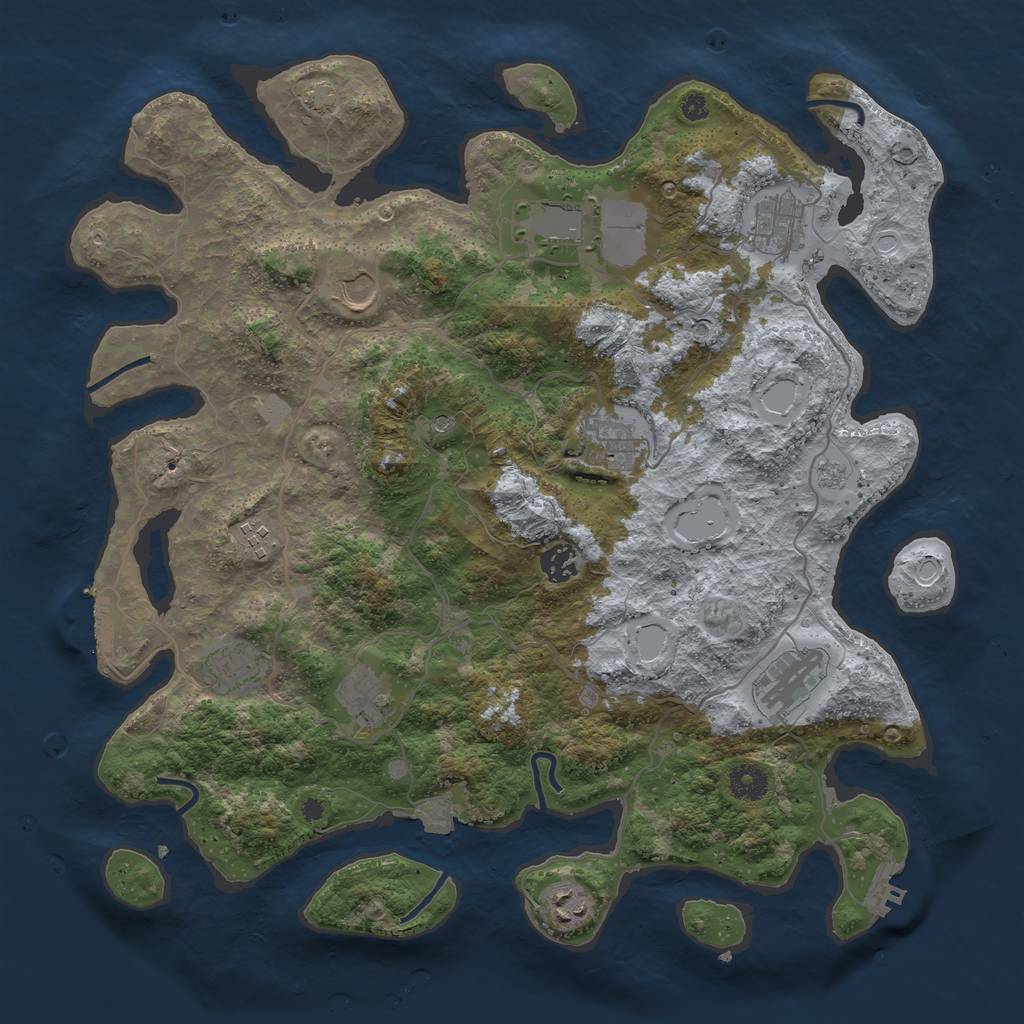Rust Map: Procedural Map, Size: 4000, Seed: 2002424758, 18 Monuments