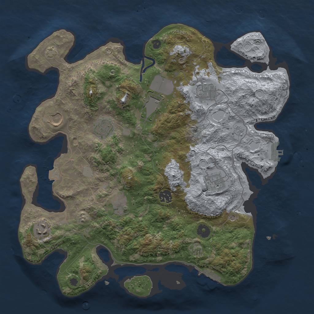 Rust Map: Procedural Map, Size: 3600, Seed: 7634280, 16 Monuments