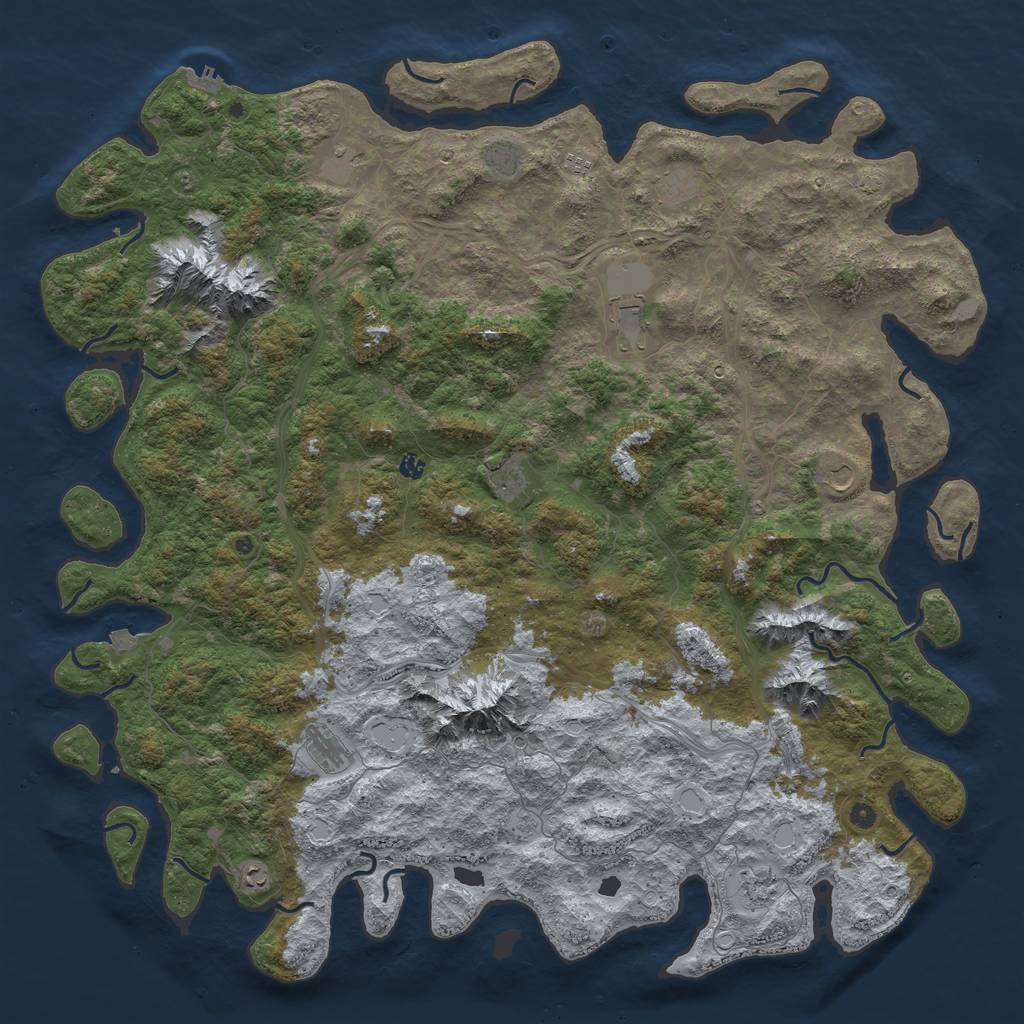 Rust Map: Procedural Map, Size: 6000, Seed: 475132173, 18 Monuments