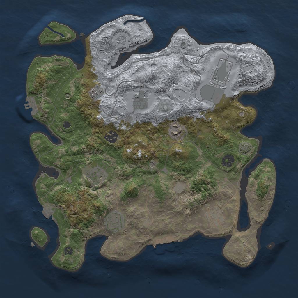 Rust Map: Procedural Map, Size: 3500, Seed: 299503219, 16 Monuments