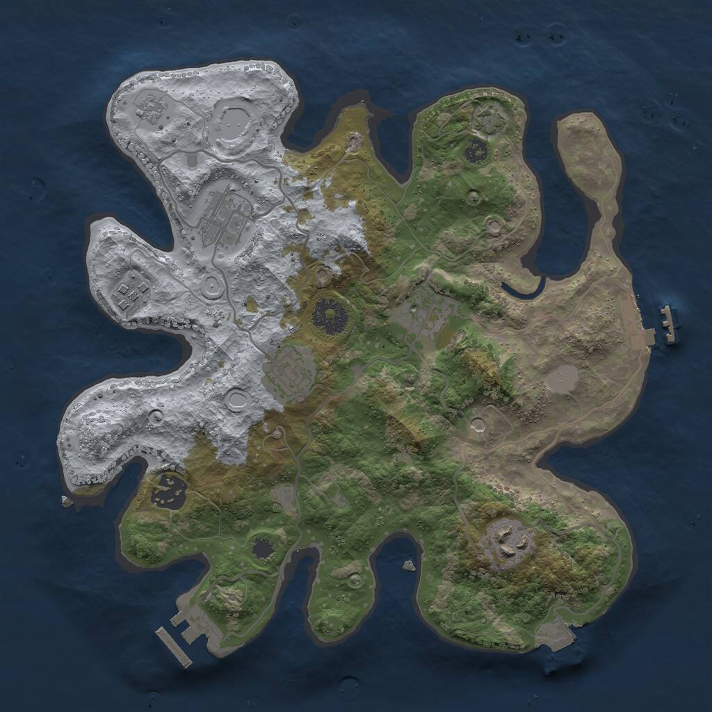 Rust Map: Procedural Map, Size: 3000, Seed: 1957580766, 12 Monuments