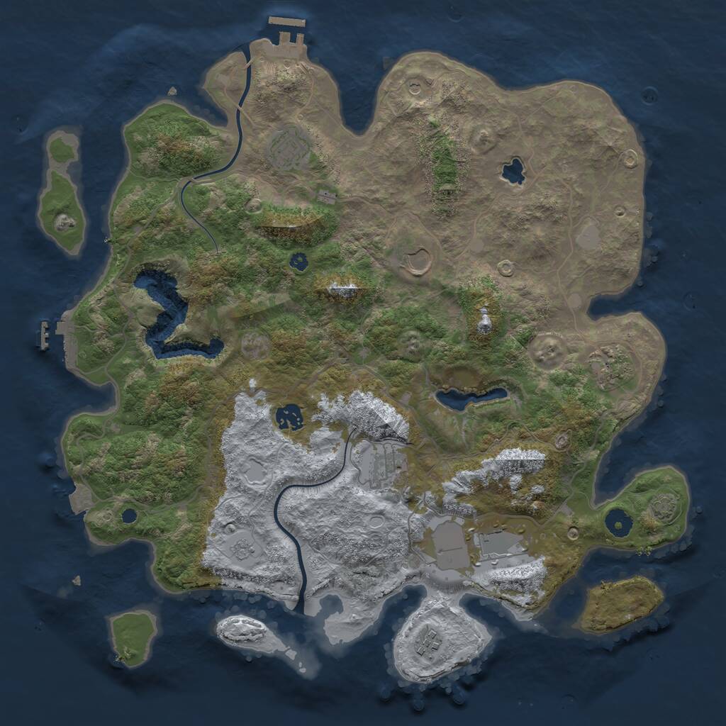 Rust Map: Procedural Map, Size: 4000, Seed: 461561587, 13 Monuments