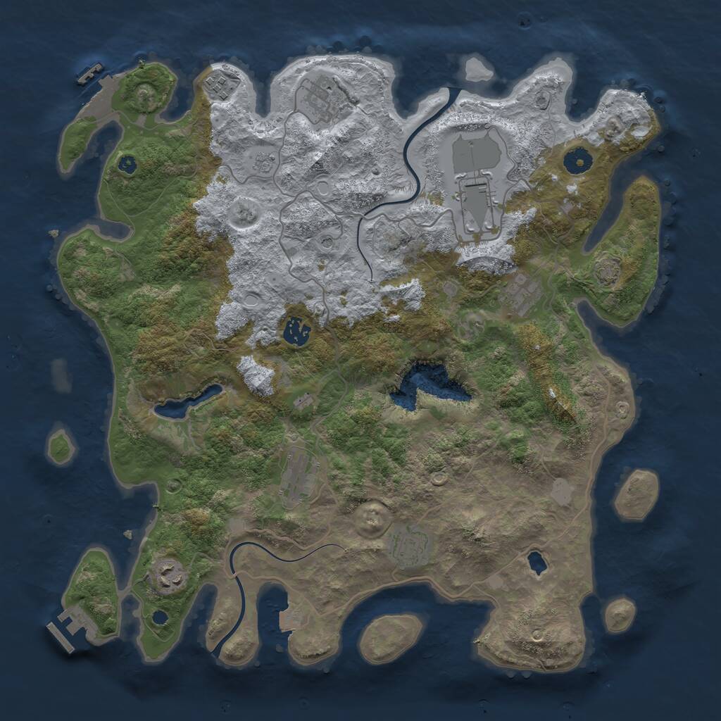 Rust Map: Procedural Map, Size: 4000, Seed: 882899287, 14 Monuments