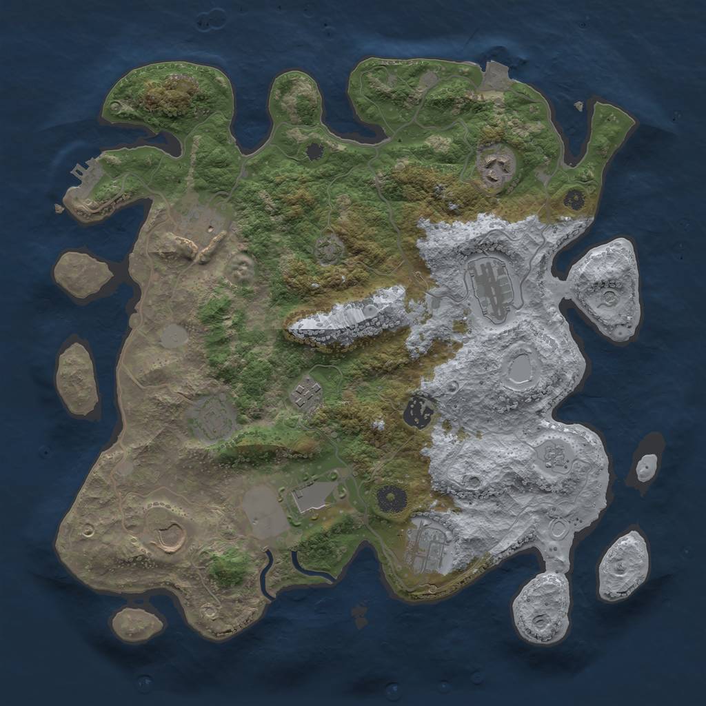 Rust Map: Procedural Map, Size: 3600, Seed: 1097589, 16 Monuments