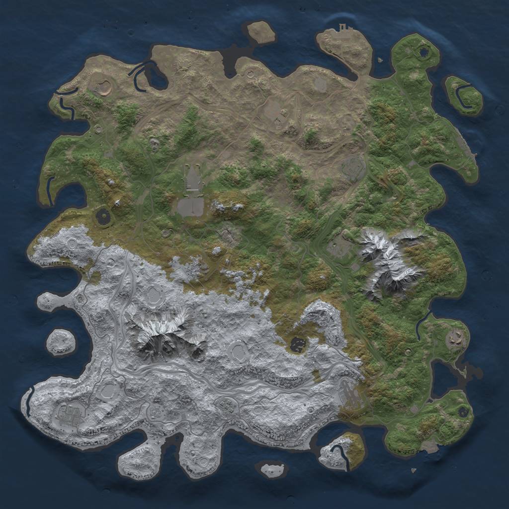 Rust Map: Procedural Map, Size: 5000, Seed: 1271322577, 19 Monuments