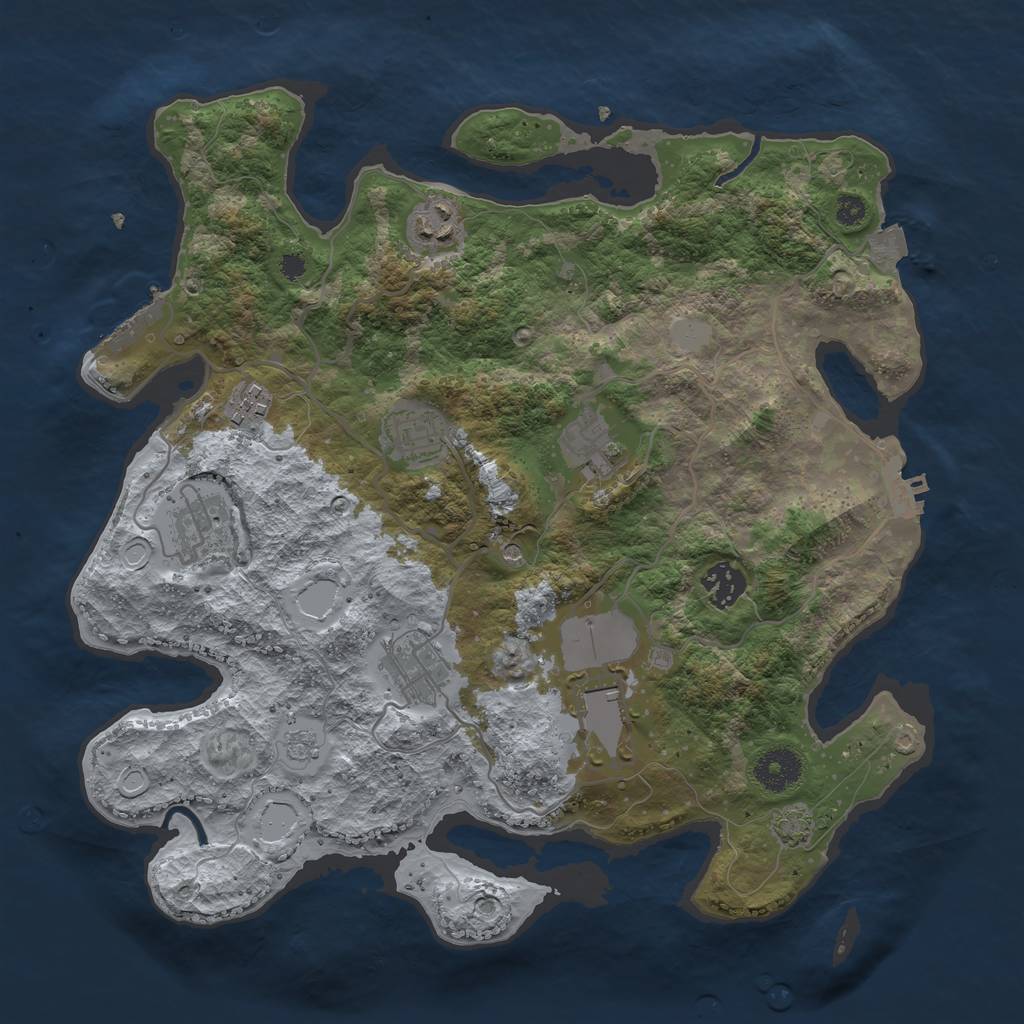 Rust Map: Procedural Map, Size: 3500, Seed: 1069600420, 16 Monuments