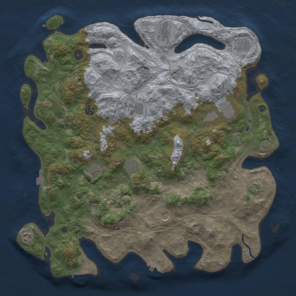 Rust Map: Procedural Map, Size: 4500, Seed: 709421268, 19 Monuments