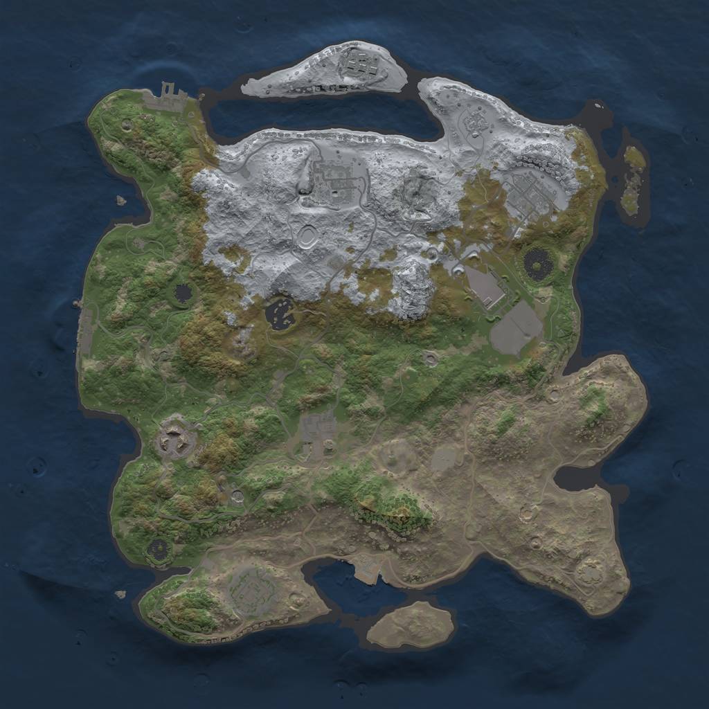 Rust Map: Procedural Map, Size: 3500, Seed: 175254263, 16 Monuments