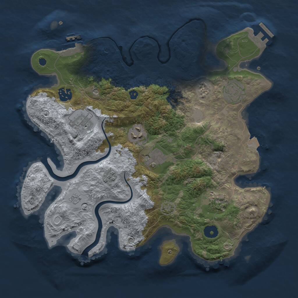 Rust Map: Procedural Map, Size: 3250, Seed: 868126021, 13 Monuments