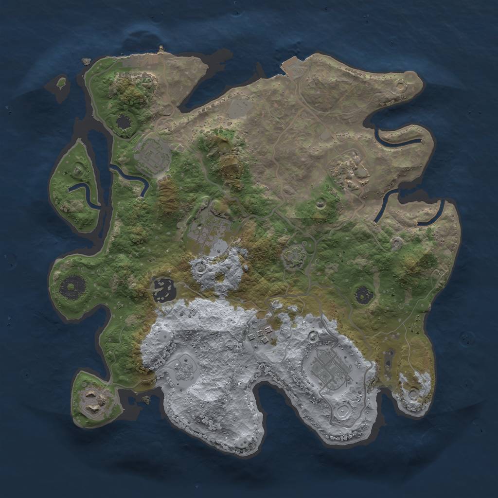 Rust Map: Procedural Map, Size: 3000, Seed: 214123123, 13 Monuments