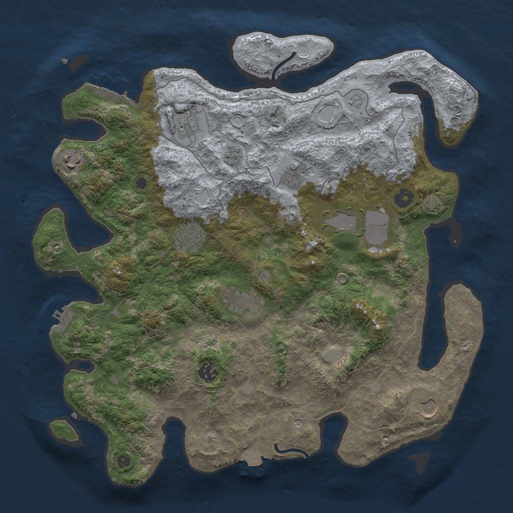Rust Map: Procedural Map, Size: 4000, Seed: 1155627126, 17 Monuments