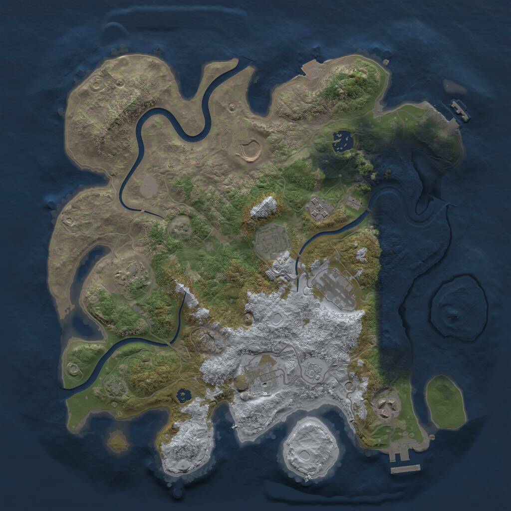 Rust Map: Procedural Map, Size: 3500, Seed: 1552655763, 14 Monuments