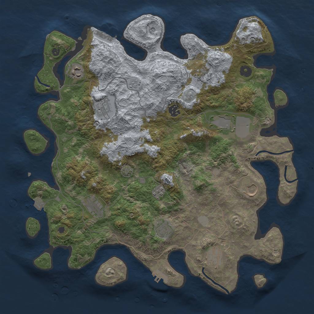 Rust Map: Procedural Map, Size: 4000, Seed: 1612474364, 18 Monuments