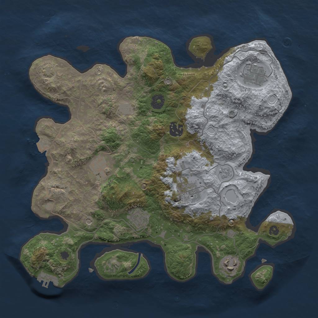 Rust Map: Procedural Map, Size: 3250, Seed: 2048176, 13 Monuments