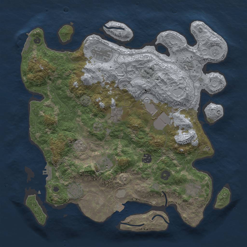 Rust Map: Procedural Map, Size: 3750, Seed: 307297869, 17 Monuments