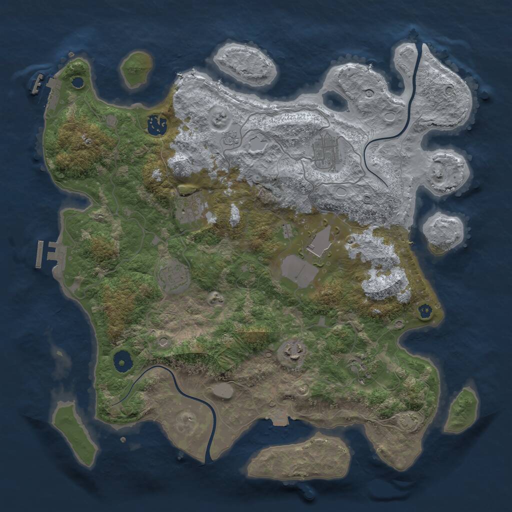 Rust Map: Procedural Map, Size: 3750, Seed: 307297869, 13 Monuments