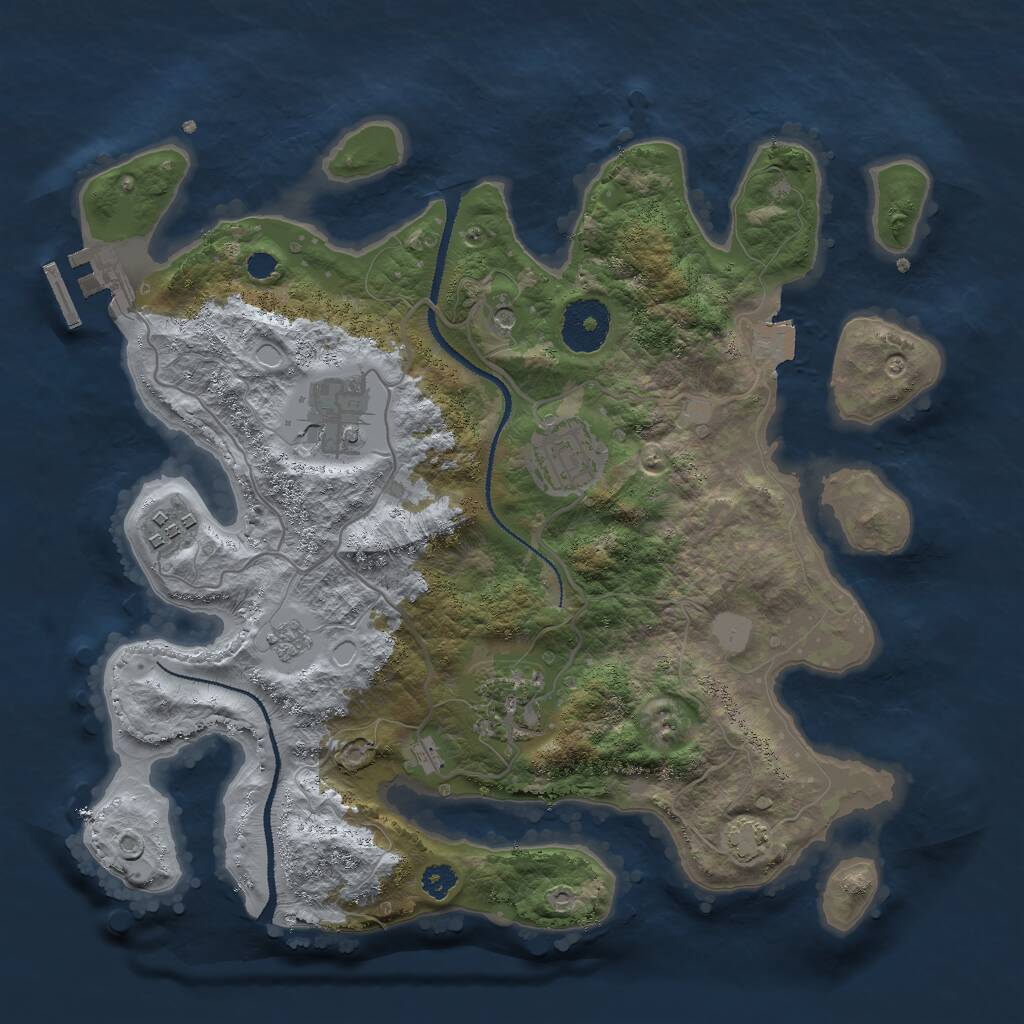 Rust Map: Procedural Map, Size: 3000, Seed: 2073559724, 9 Monuments