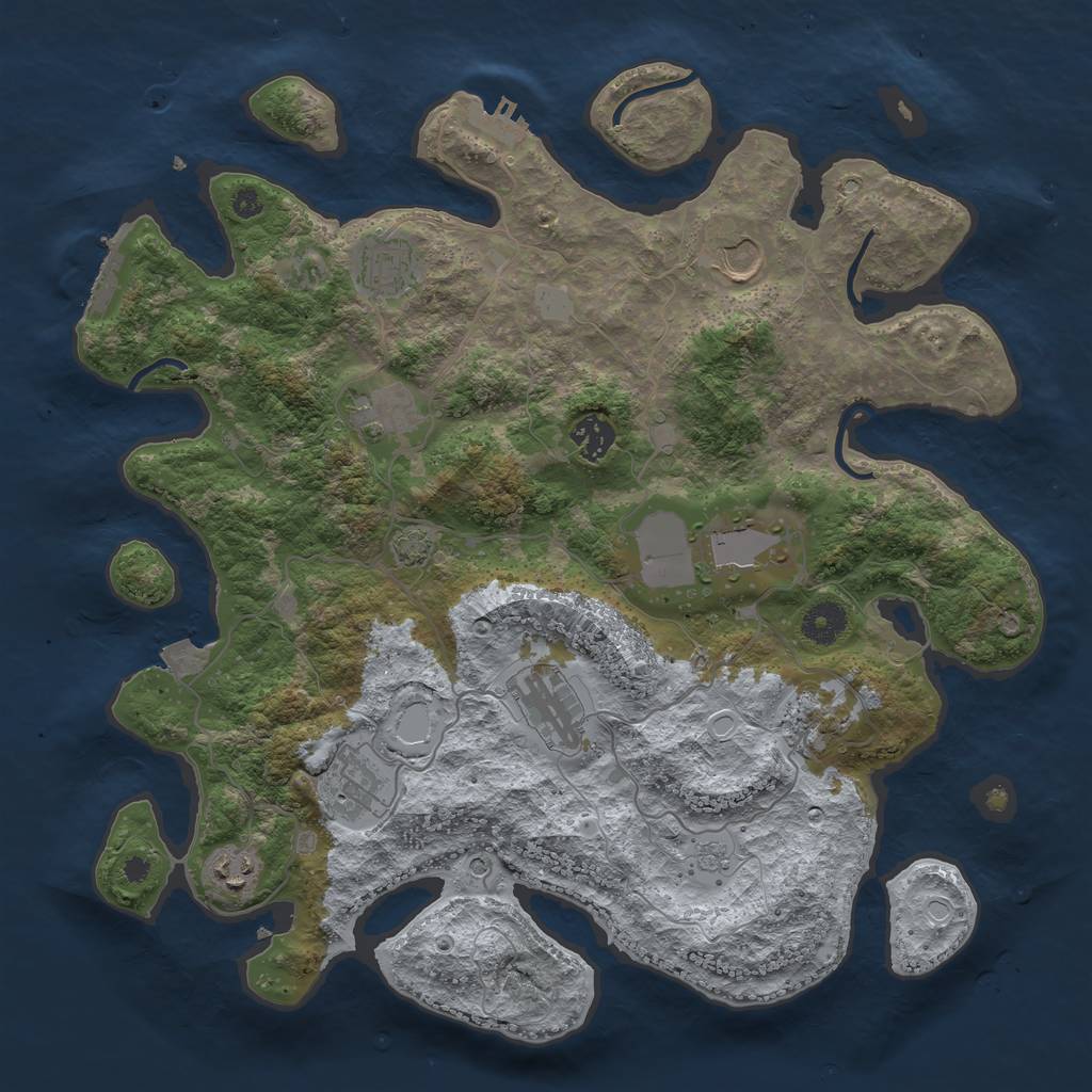 Rust Map: Procedural Map, Size: 3800, Seed: 21381, 17 Monuments