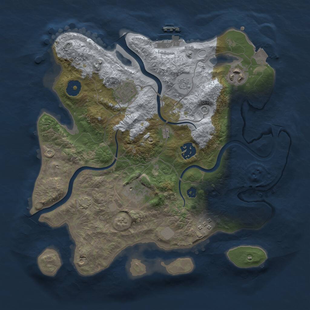 Rust Map: Procedural Map, Size: 3000, Seed: 84370581, 10 Monuments