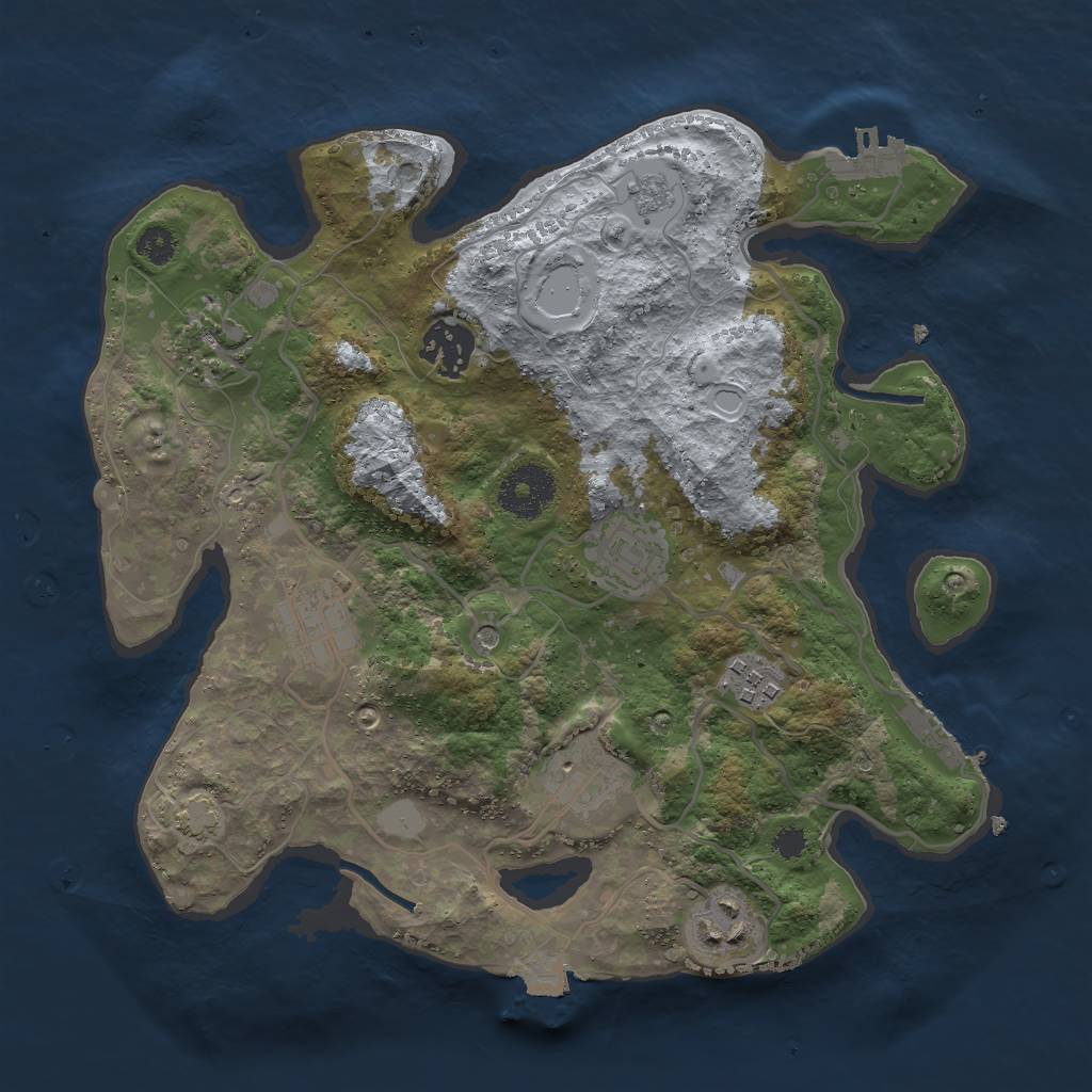 Rust Map: Procedural Map, Size: 3000, Seed: 2028688305, 15 Monuments