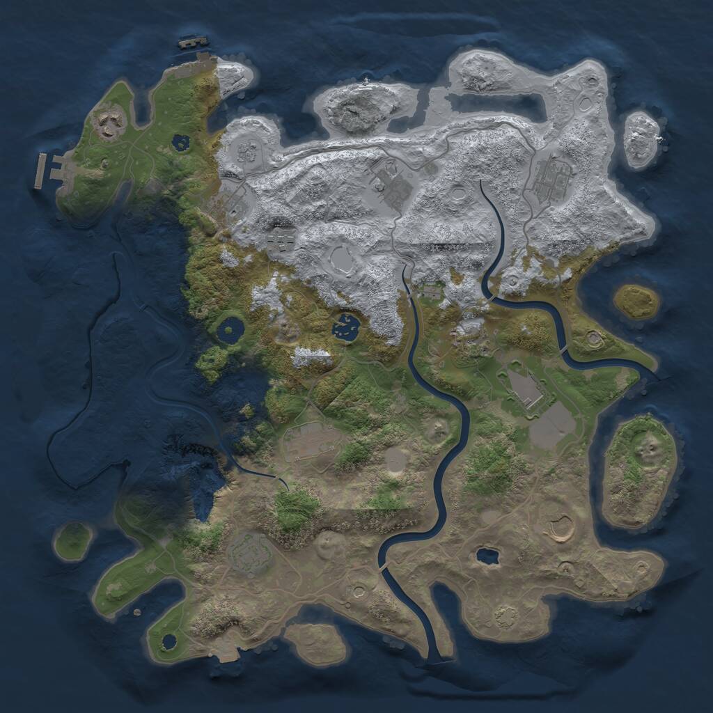 Rust Map: Procedural Map, Size: 4000, Seed: 3525, 17 Monuments