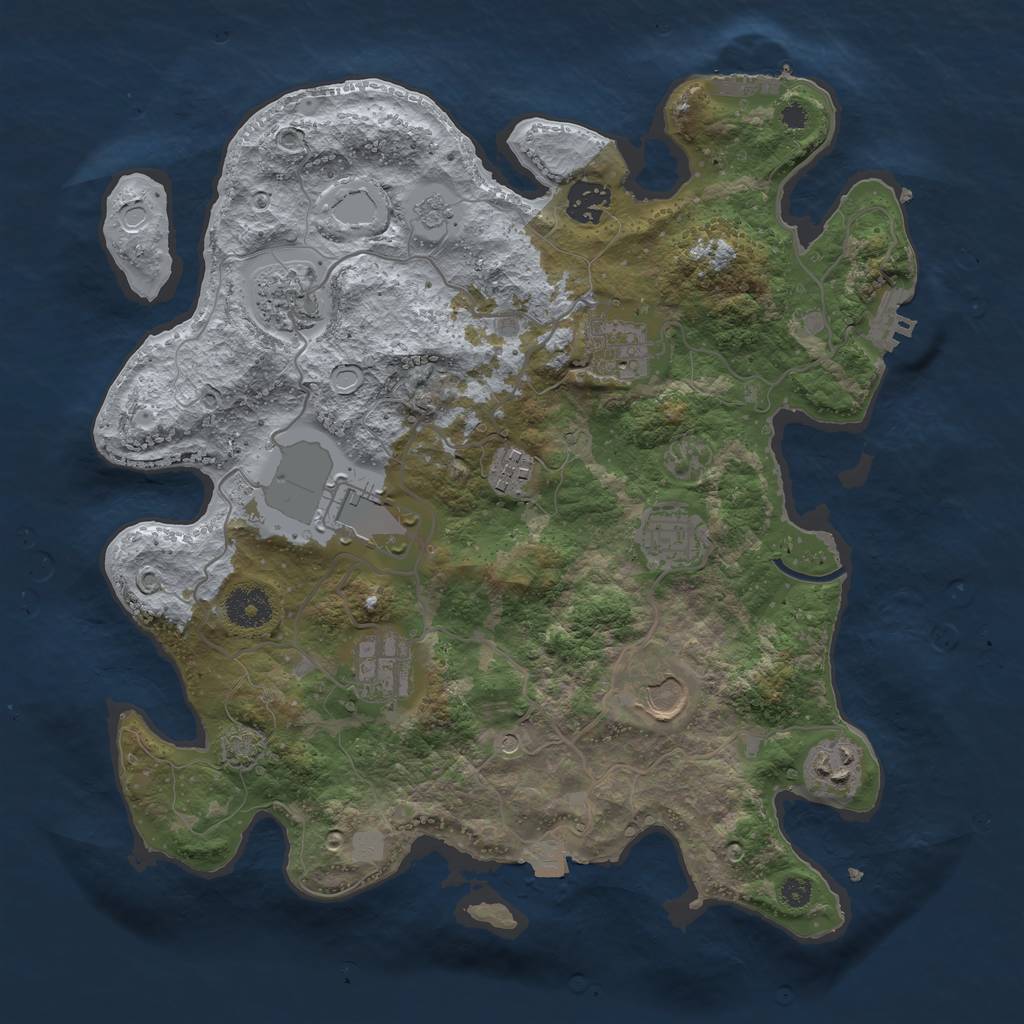 Rust Map: Procedural Map, Size: 3500, Seed: 1750272104, 17 Monuments