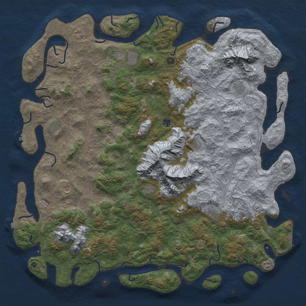 Rust Map: Procedural Map, Size: 6000, Seed: 24576, 19 Monuments