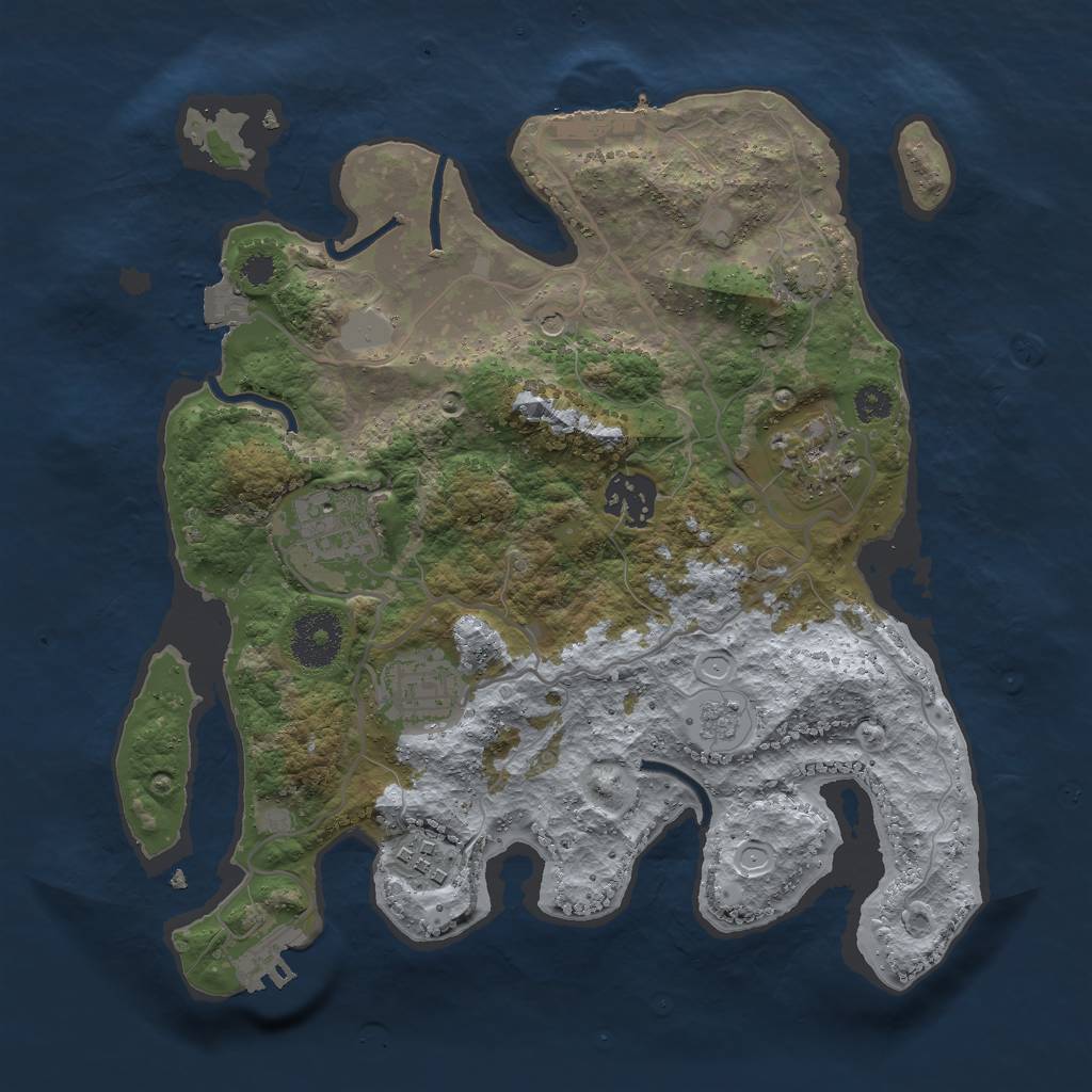 Rust Map: Procedural Map, Size: 3000, Seed: 334725678, 13 Monuments